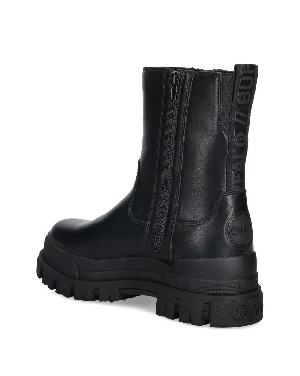 Buffalo Black Aspha Zip Lug-Sole Boots