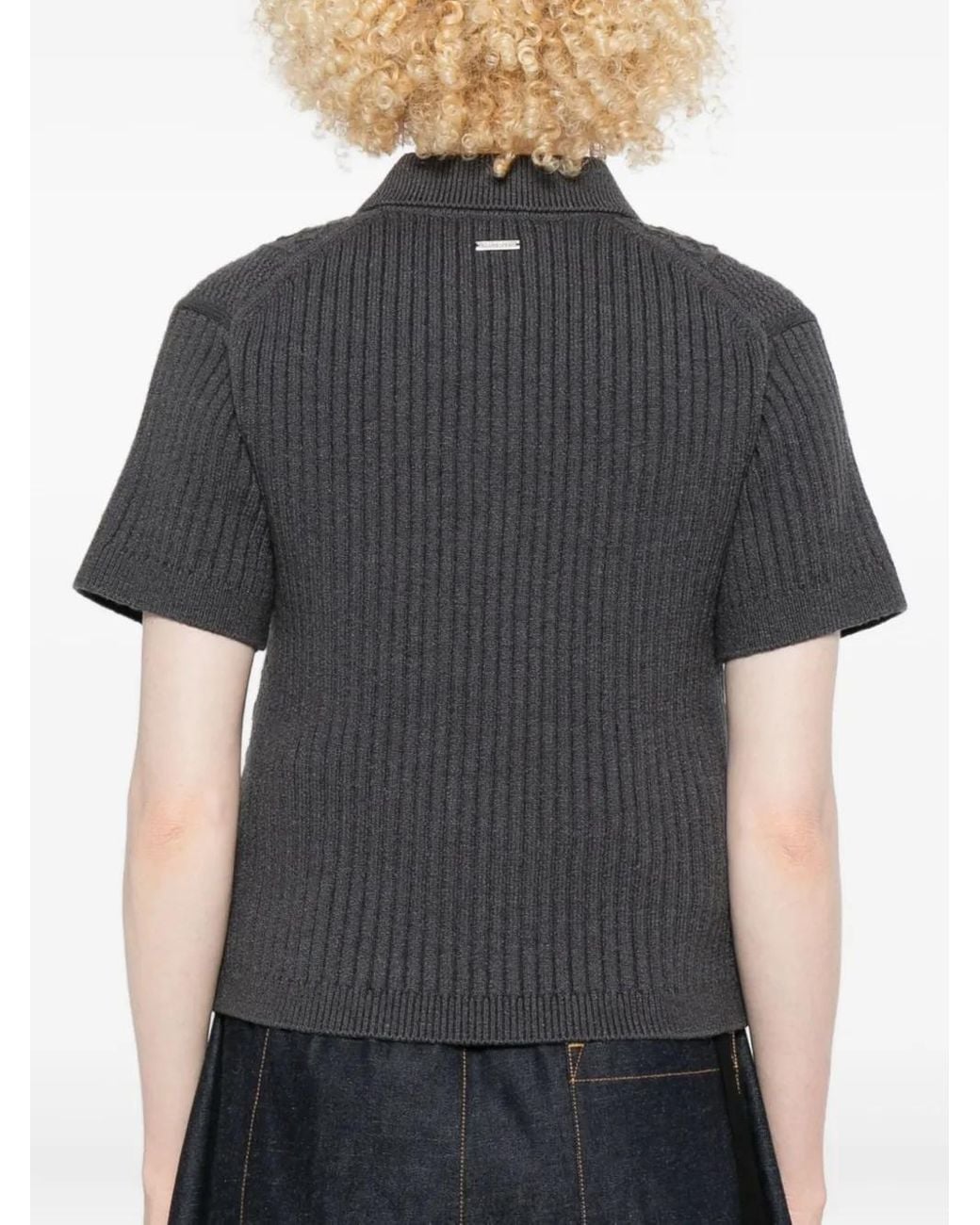 J.W. Anderson Black Cable-Knit Polo-Neck Polo Top