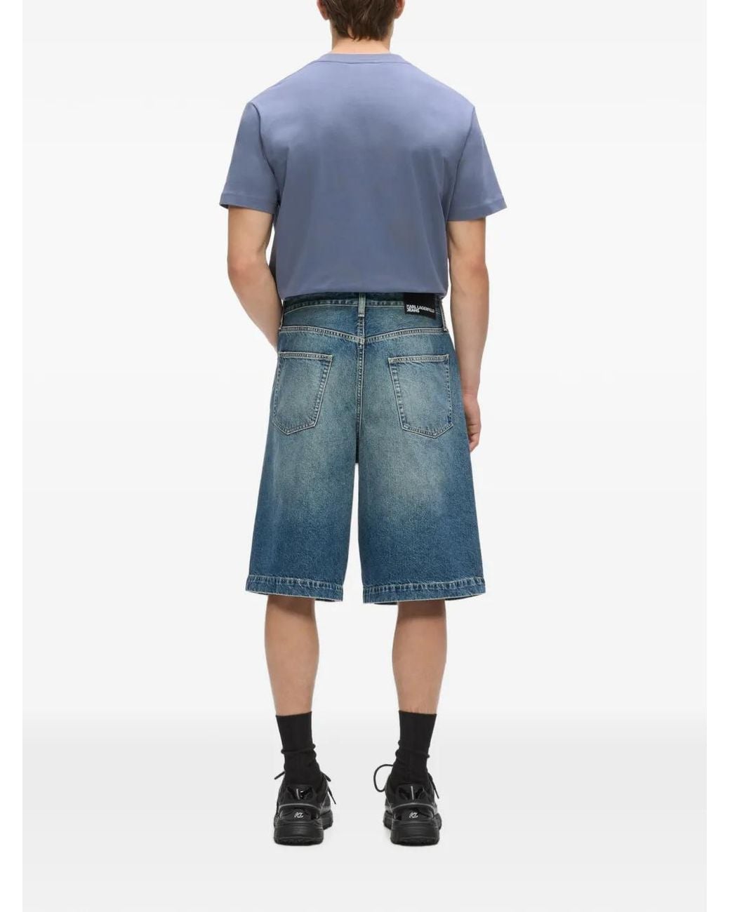Karl Lagerfeld Blue Baggy Washed Denim Shorts for men