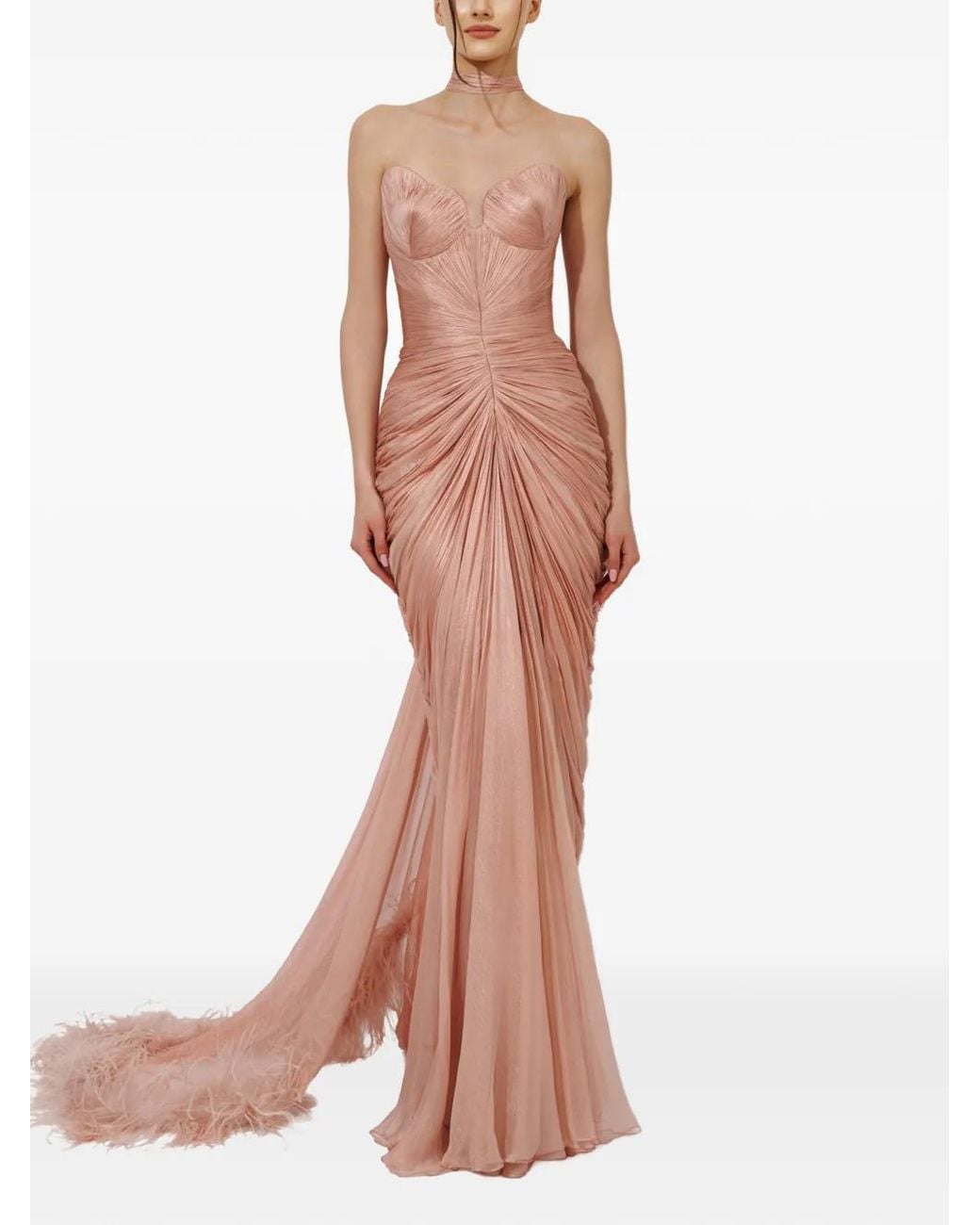 IRIS SERBAN Pink Yasmina Scarf Gown