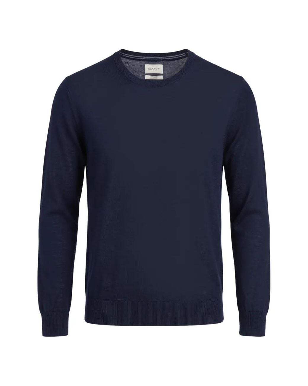 Gant Blue Fine-Knit Crew-Neck Wool Sweater for men