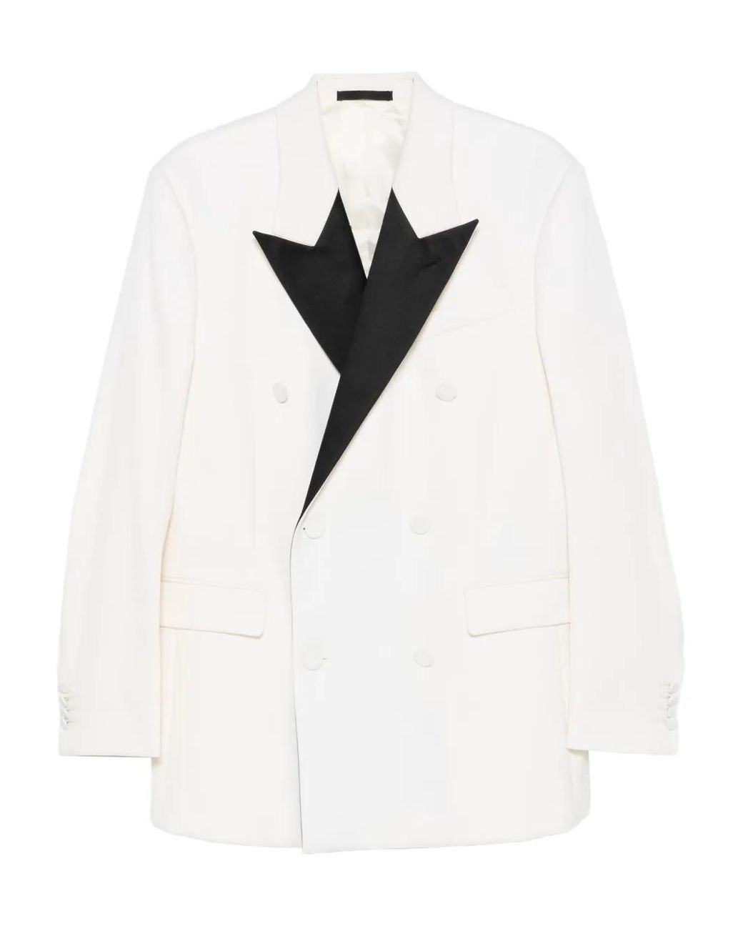 Lanvin White Double-Breasted Peak-Lapel Blazer for men