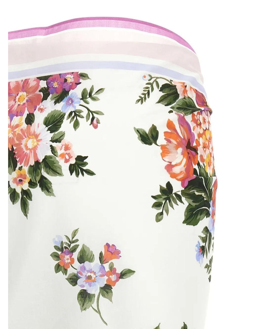 Dolce & Gabbana White Bouquet Fringed Sarong Beach Cover-Ups