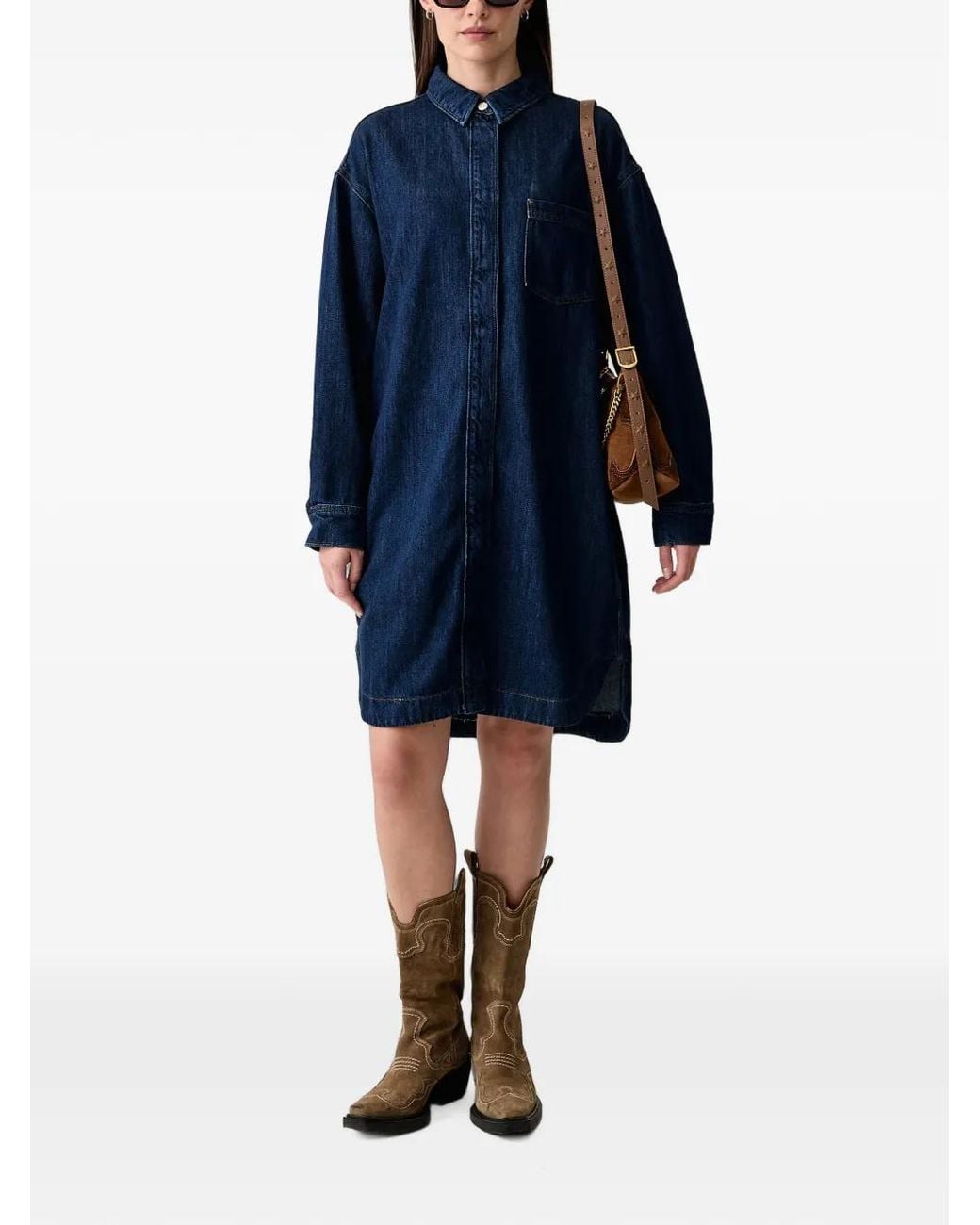 Marc O' Polo Blue Robe-Chemise Courte À Poches Plaquées
