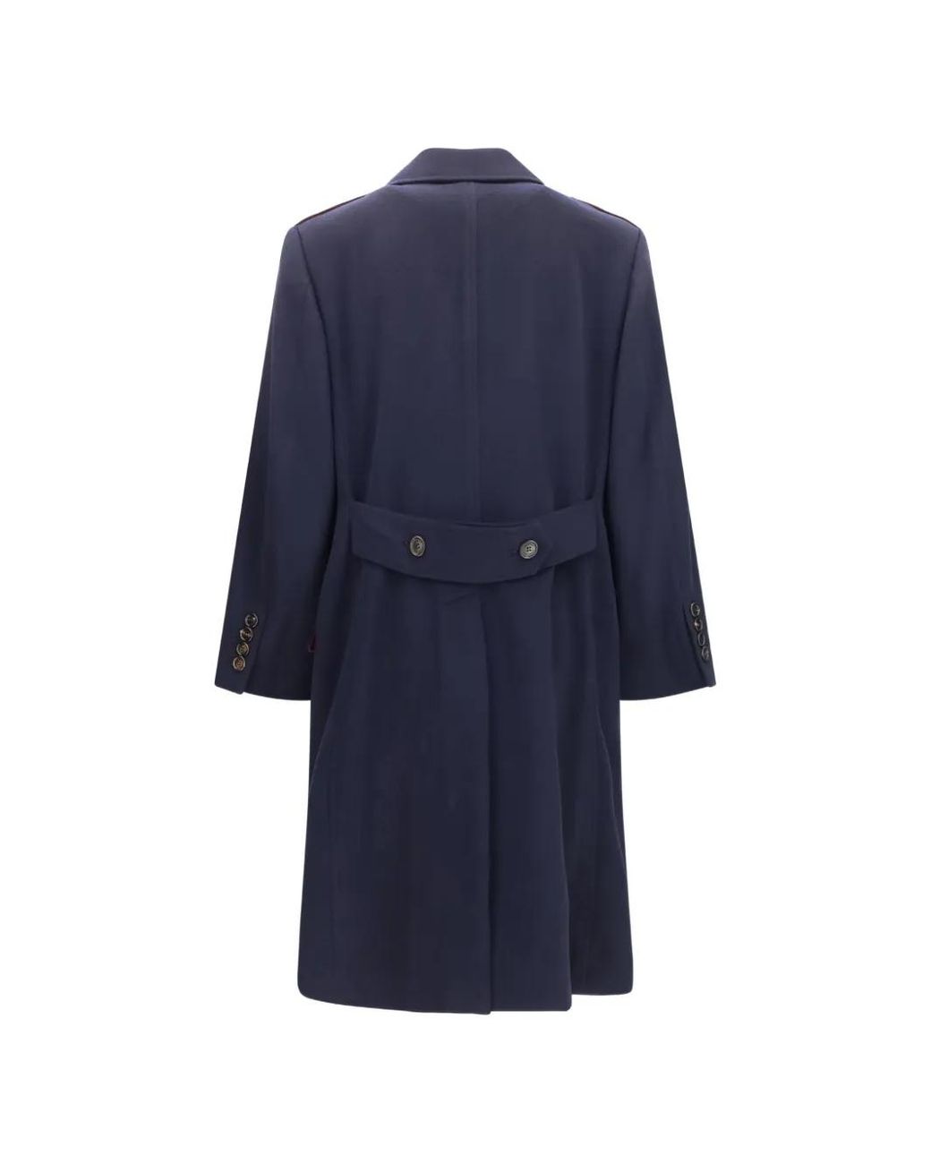Brunello Cucinelli Blue Double-Breasted Wool Coat for men
