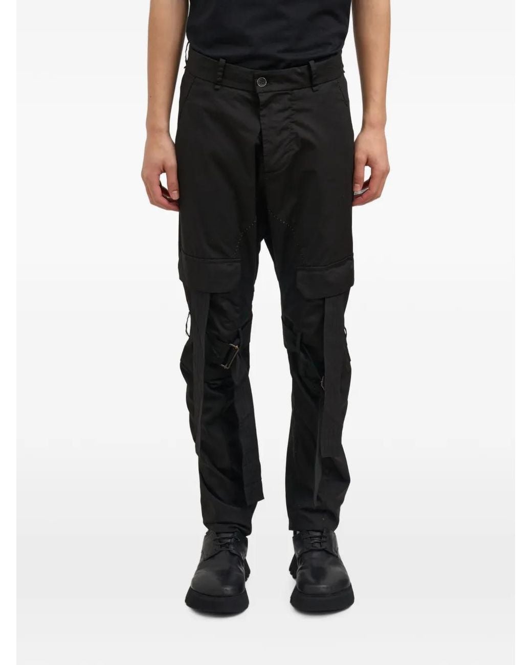 Masnada Black Buckle-Strap Cargo Pants for men