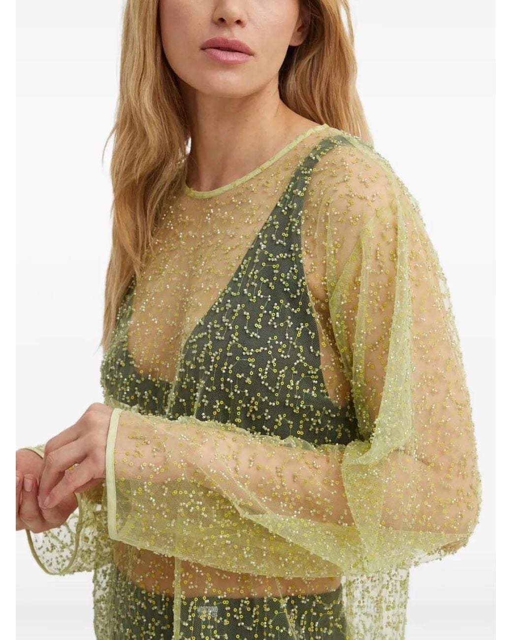 Samsøe & Samsøe Green Beaded Long-Sleeve Blouse