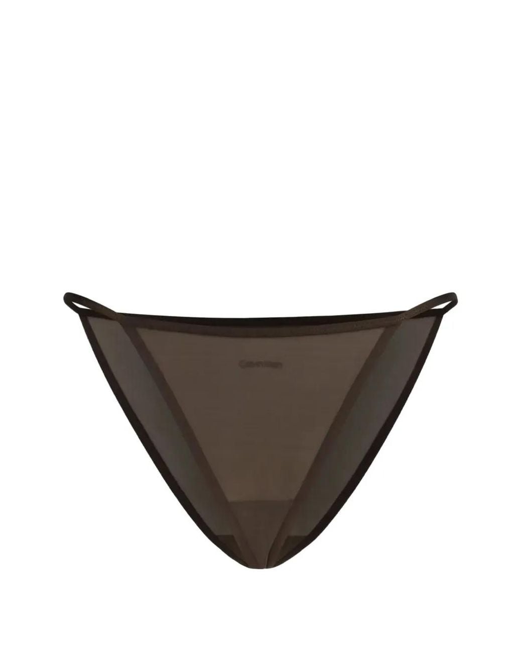 Calvin Klein Brown Sheer Logo-Print Thong