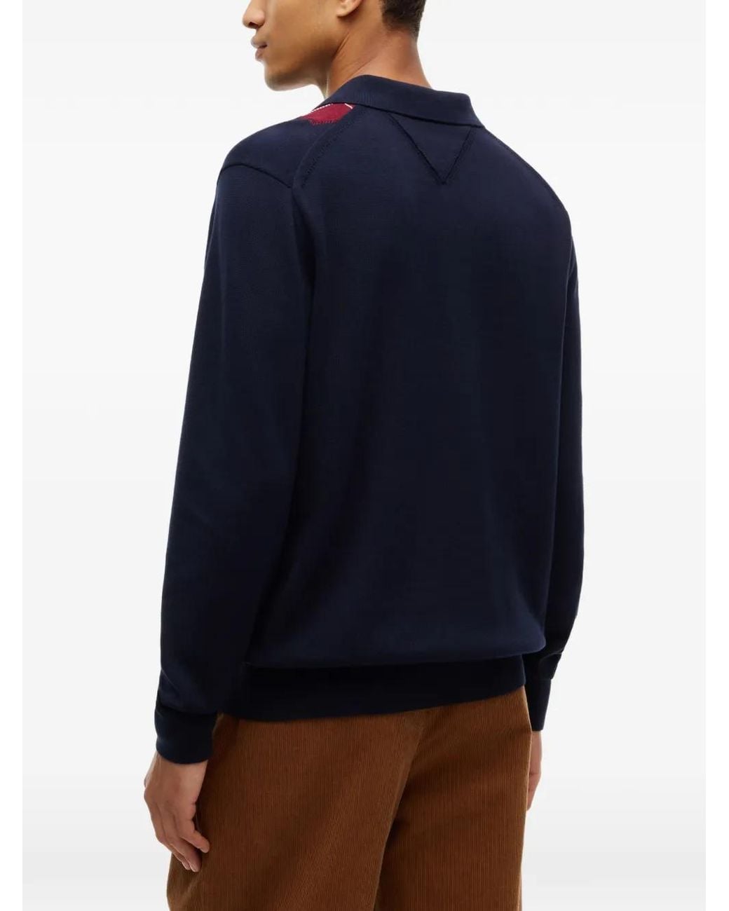 Tommy Hilfiger Blue Argyle-Pattern Polo Sweater for men