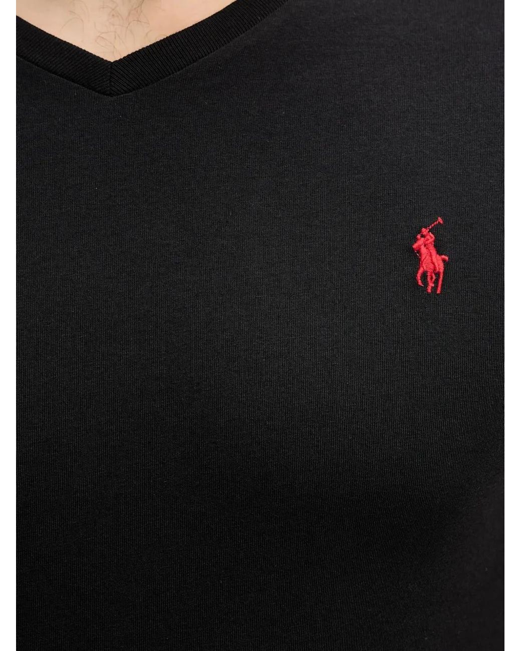 Polo Ralph Lauren Black V-Neck Logo T-Shirt for men