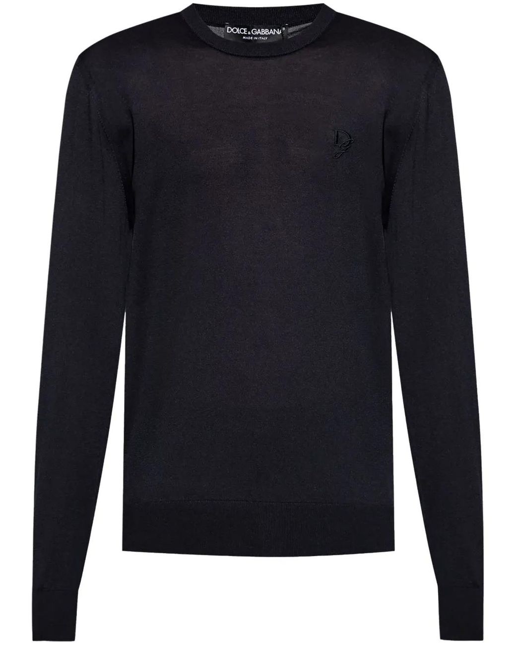 Dolce & Gabbana Blue Logo-Embroidered Sweater for men