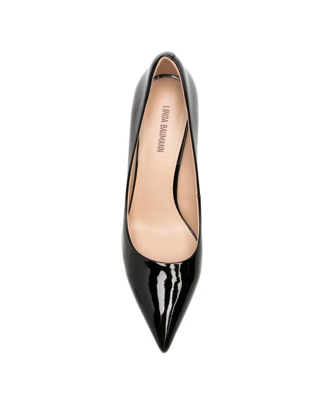 Linda Baumann Black Patent-Finish Pointed-Toe Pumps