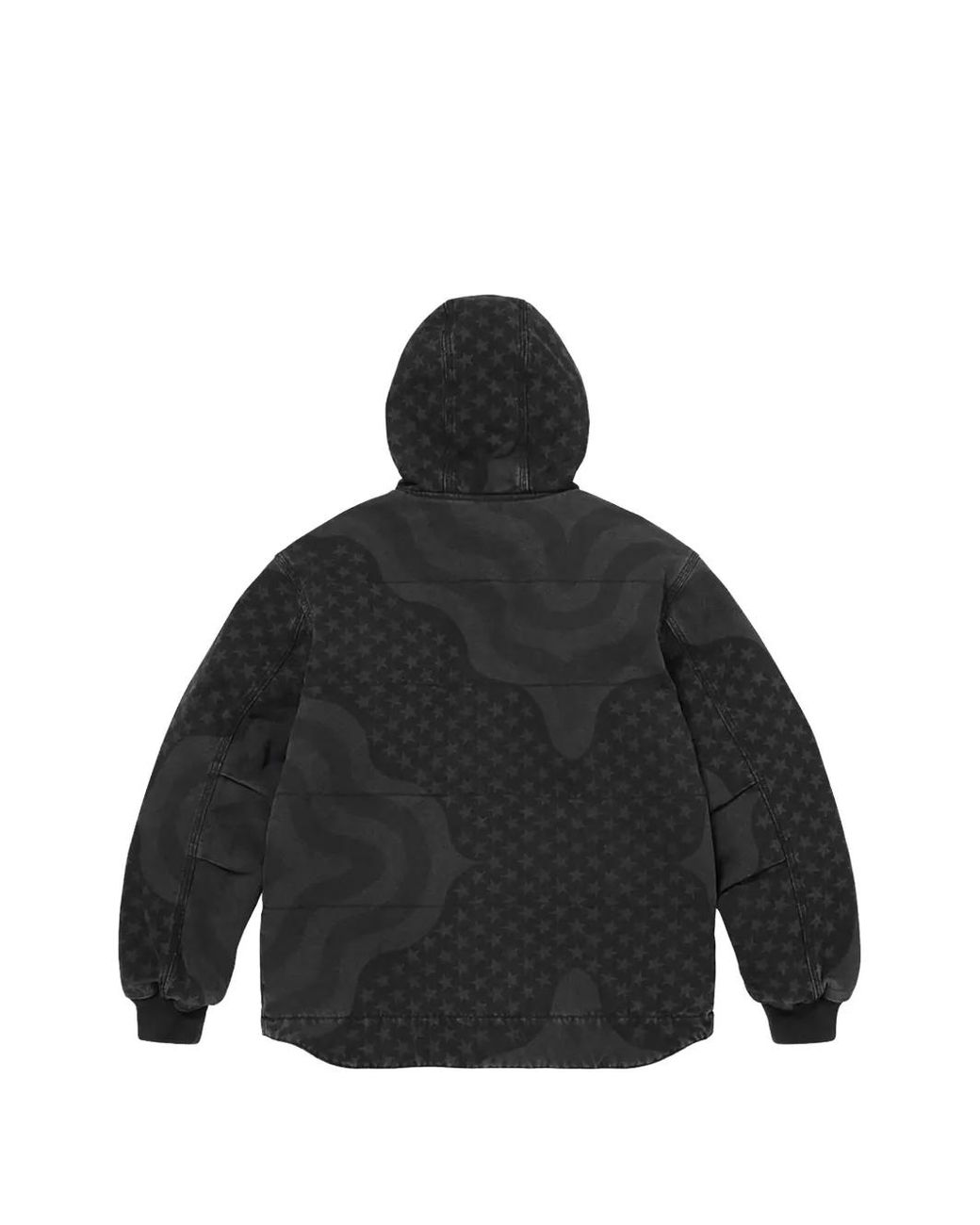 Supreme Black Flag-Quilted Hooded Jacket for men