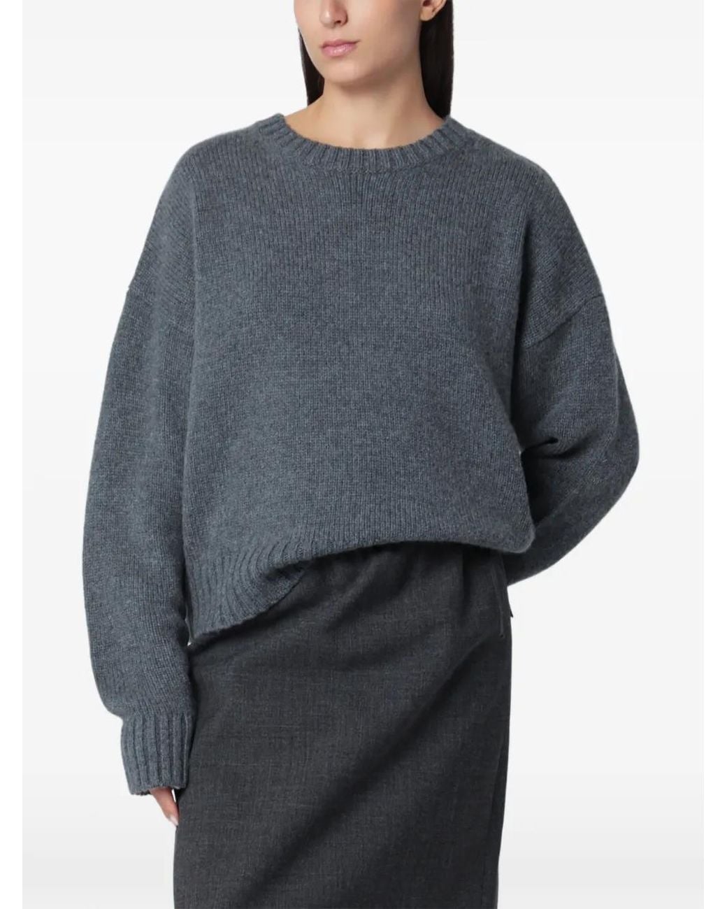 Extreme Cashmere Gray Crew-Neck Cashmere Sweater