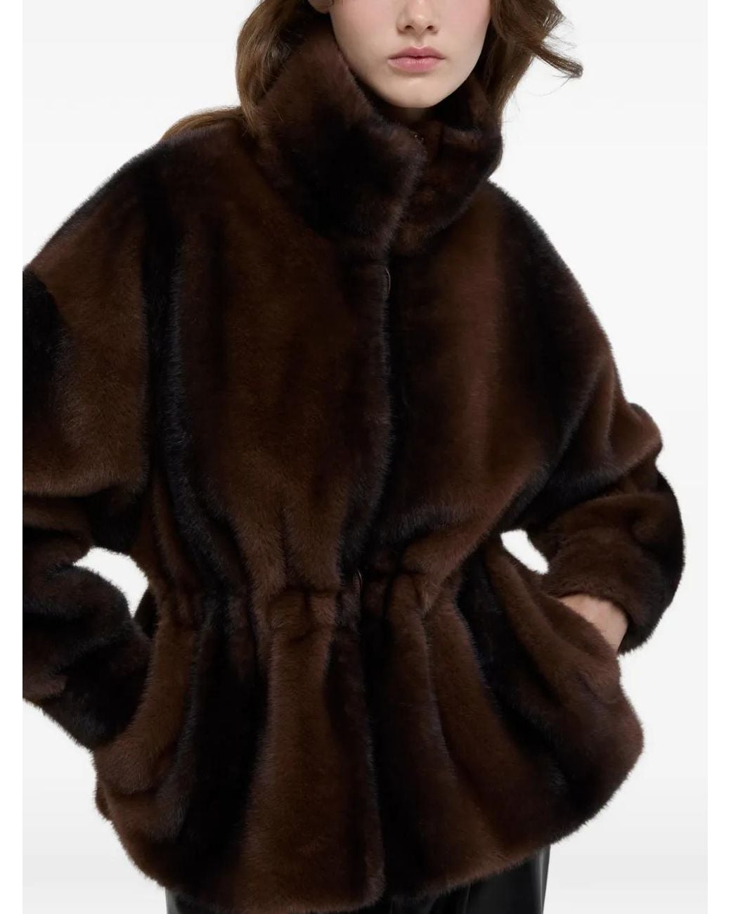 DUCIE Brown Kai Faux-Fur Jacket