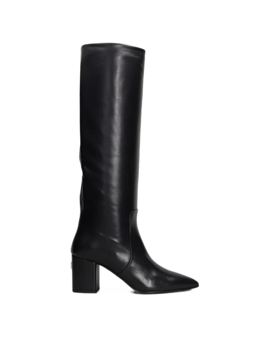 Via Roma 15 Black Pointed-Toe Knee-High Boots