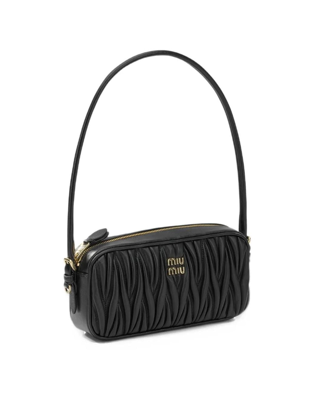 Miu Miu Black Matelassé Nappa-Leather Pouch Bag