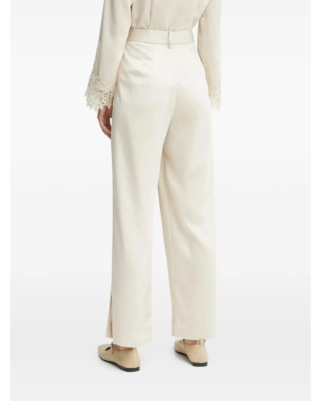 Bruuns Bazaar Natural Pleated Side-Split Trousers