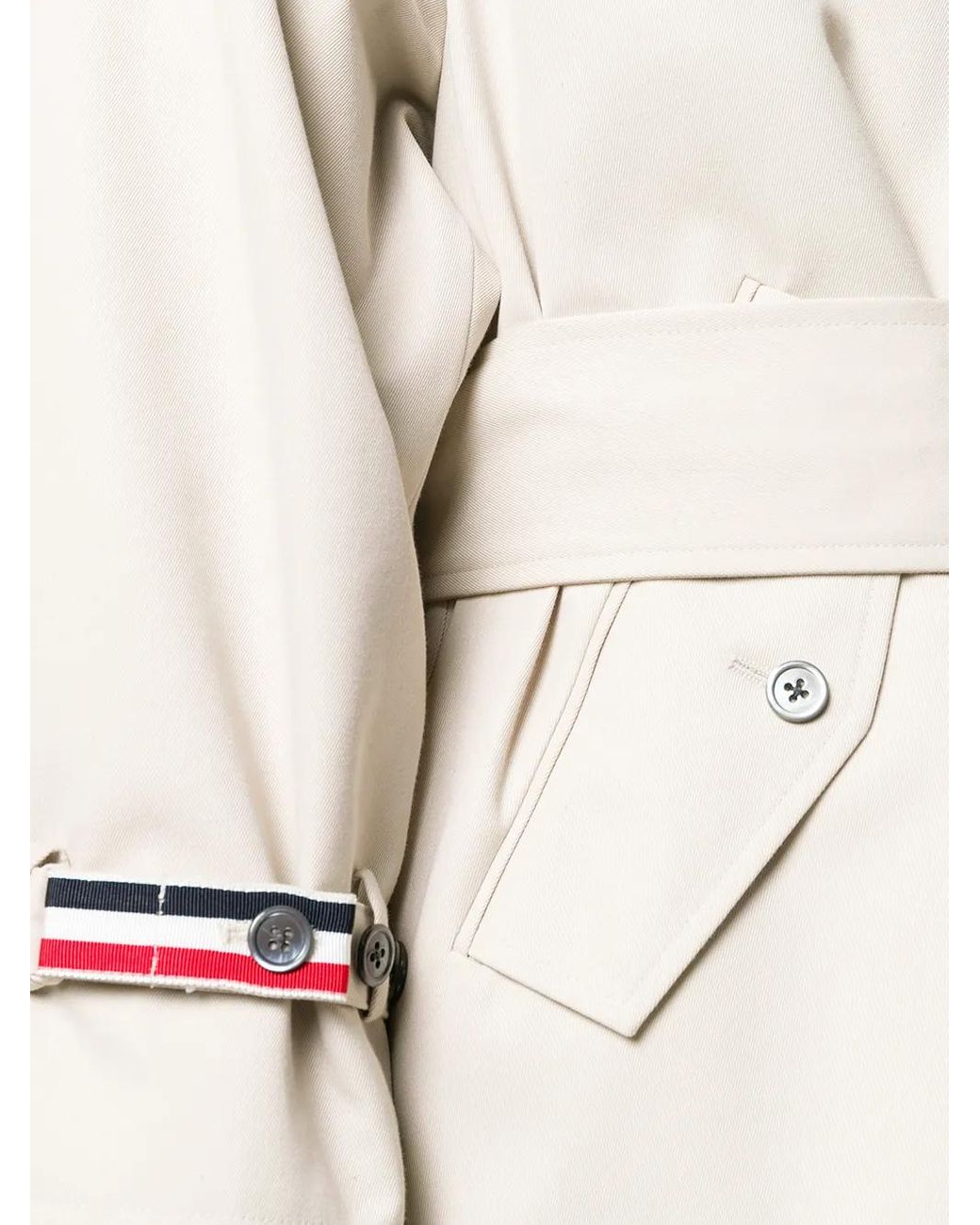 Thom Browne Waterdicht Katoenen Twill Raglan Trenchcoat in het Natural