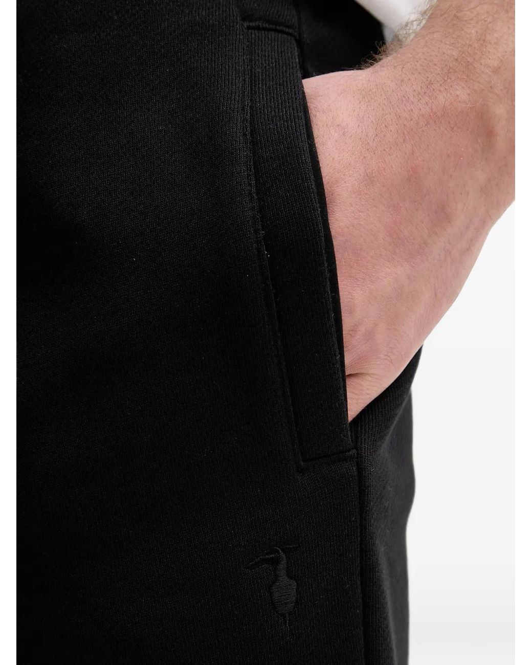 Trussardi Black Logo-Embroidered Drawstring Shorts for men