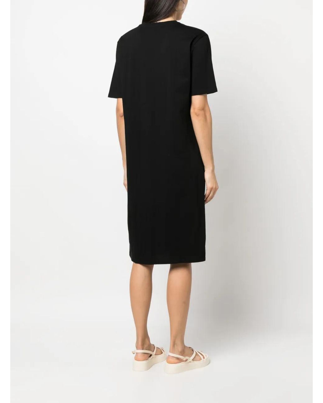 ARMANI EXCHANGE Black Logo-Print Side-Slit T-Shirt Dress