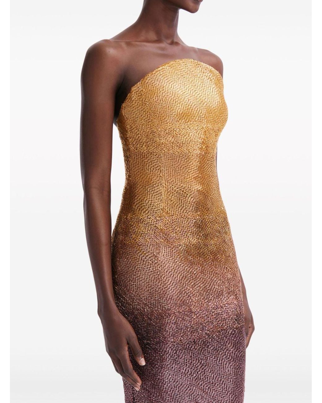 oscar de la renta gold sequin dress Late 1960s Oscar De La Renta Gold Sequin & Huge Paillettes Detailed Dr –  Shrimpton Couture main image 1