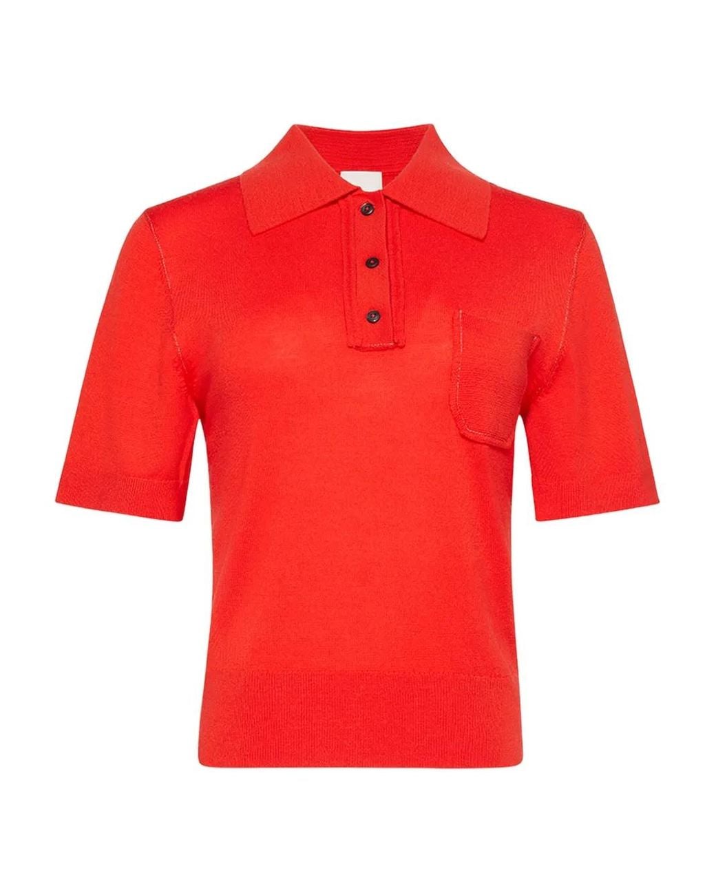 Calvin Klein Red Button Chest-Pocket Polo Top