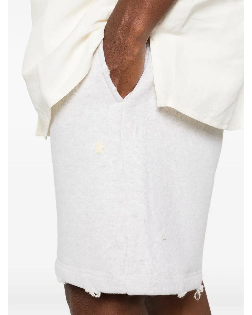 Golden Goose Deluxe Brand White Short De Sport À Bords Francs