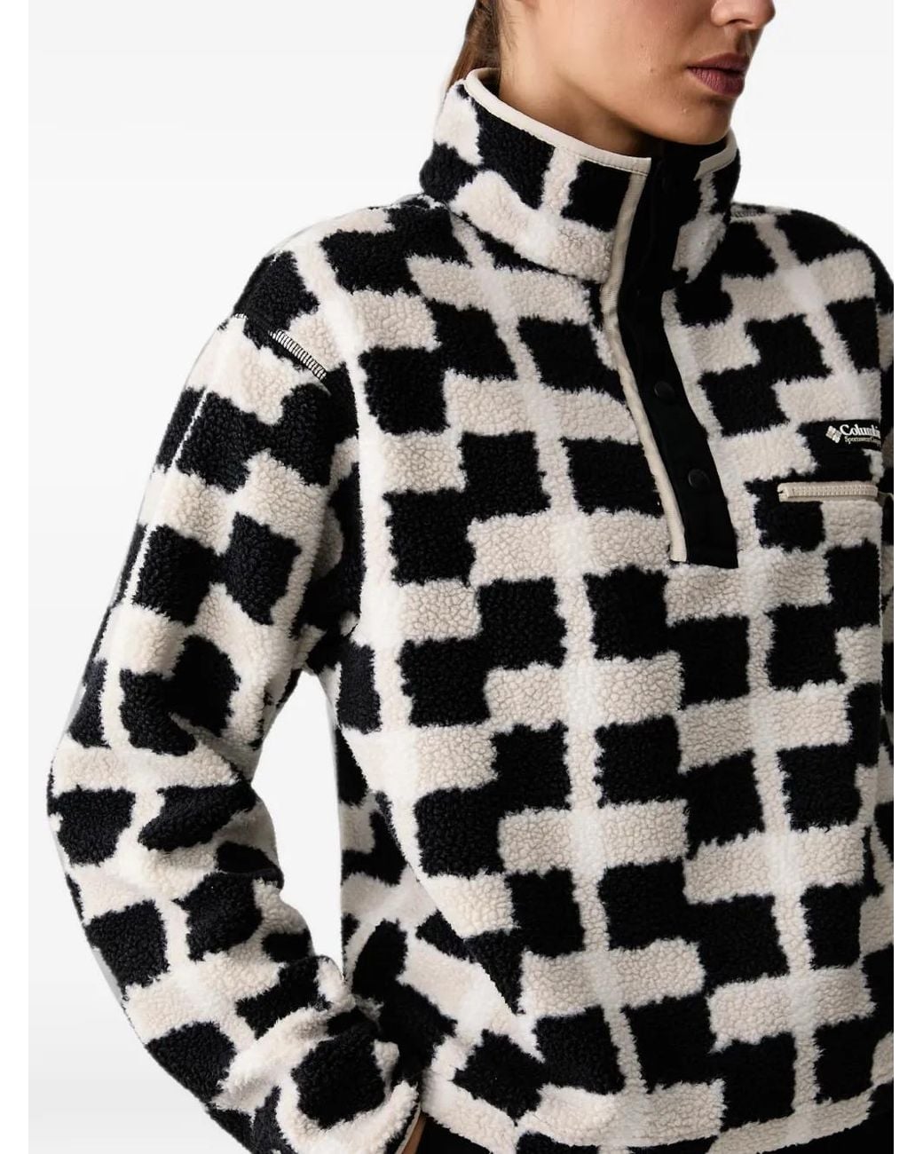 Columbia Black Helvetia Ii Checkered Fleece Sweater