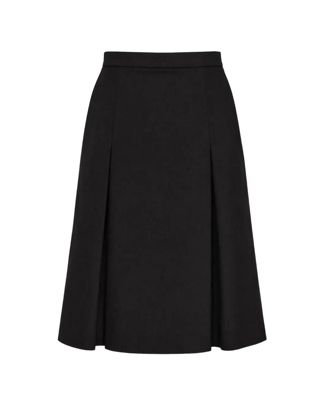 Pushbutton Black Flared Pleated Midi Skirt