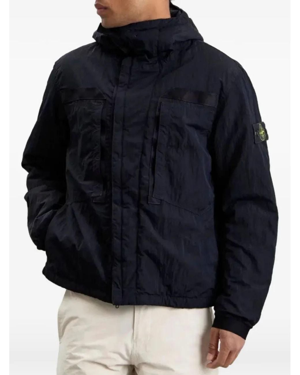 Stone Island Blue Q100007 Warp Rib Nylon-Tc Jacket for men