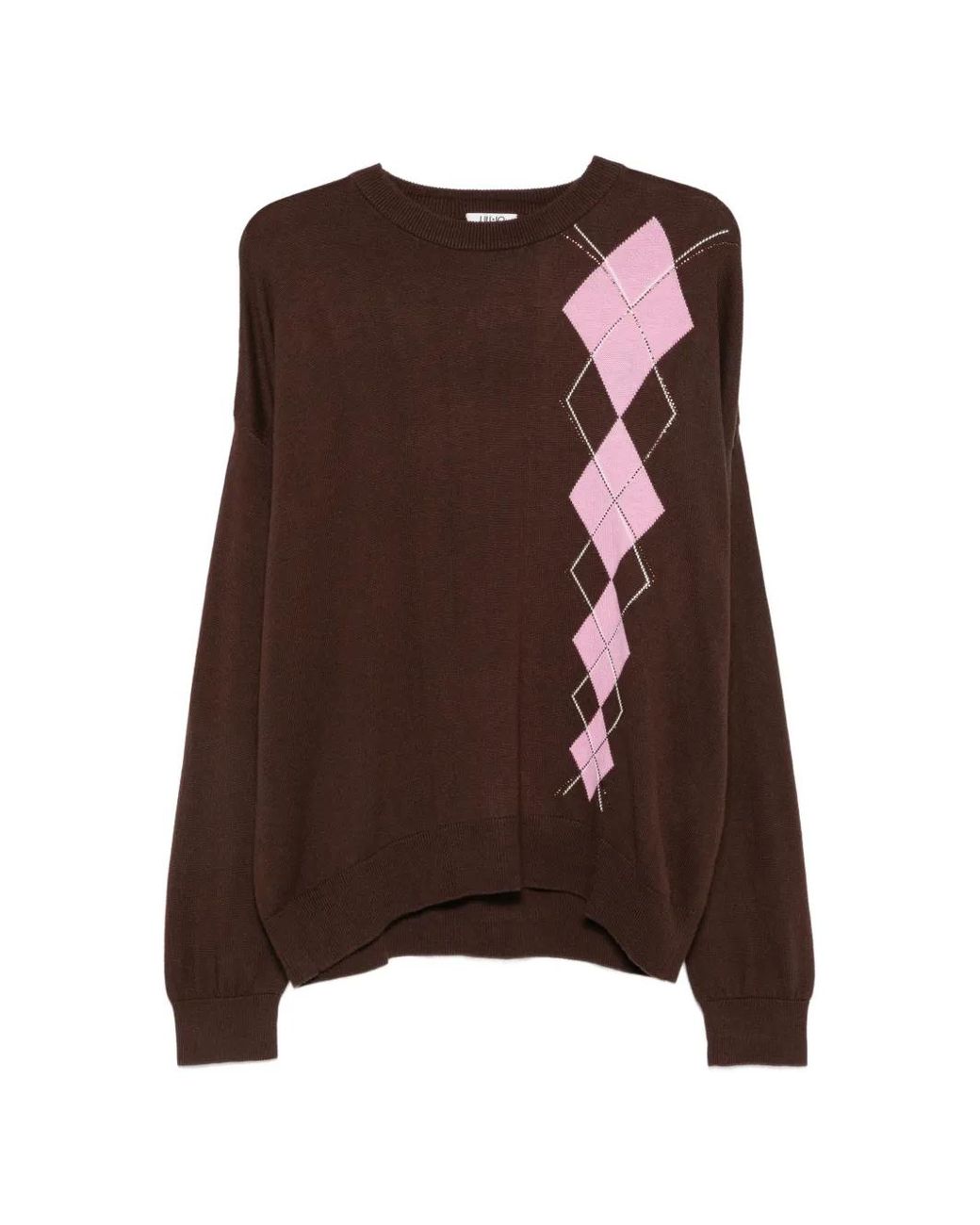 Liu Jo Brown Sweater With Geometric Intarsia