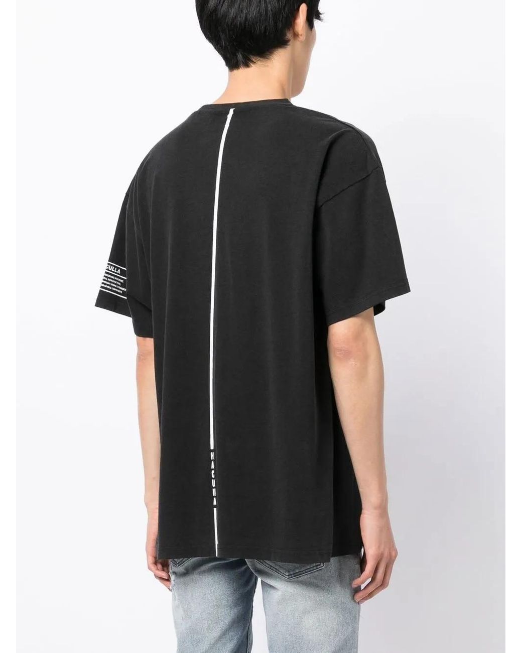 Haculla Black Glitched Logo-Print T-Shirt for men