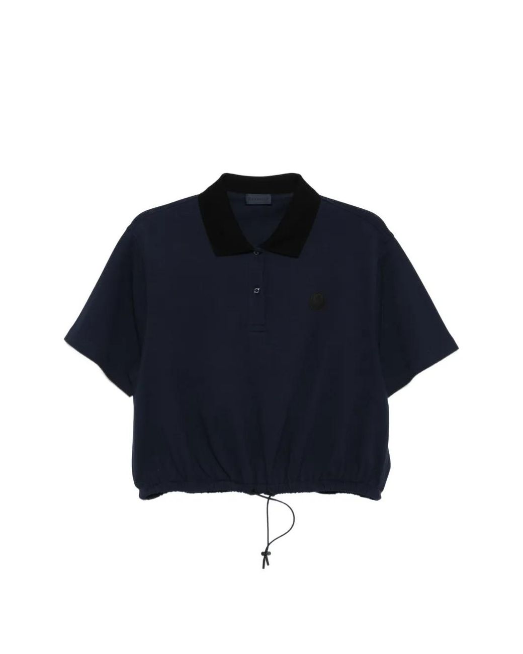 Moncler Blue Drawstring-Waistband Log-Patch Polo Shirt