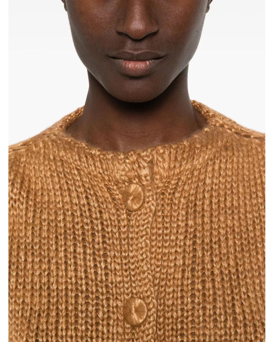 Forte_forte Natural Chunky-Knit Button-Up Cardigan
