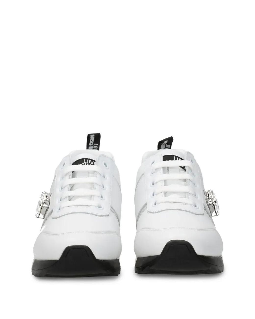 Love Moschino White Lace-Up Round-Toe Sneakers