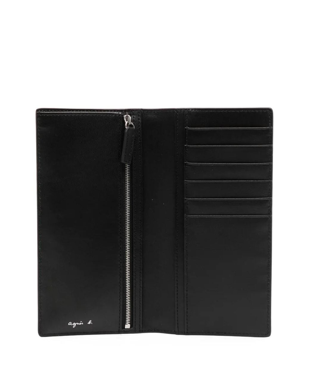 Agnes B. Black Leather Long Wallet for men