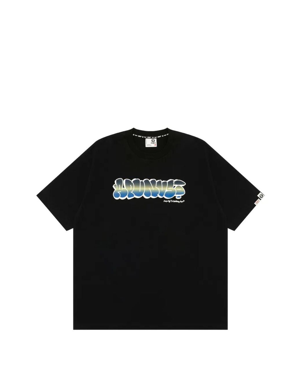 Aape By A Bathing Ape Black Aapeunvs Logo-Print Graffiti-Effect T-Shirt for men