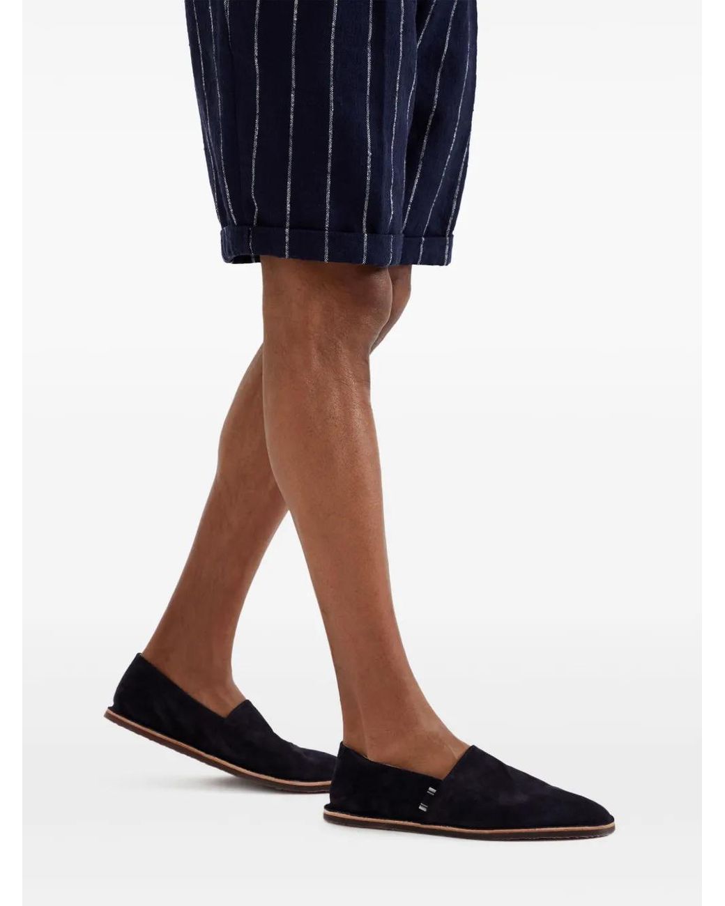 Brunello Cucinelli Blue Suede Slippers for men