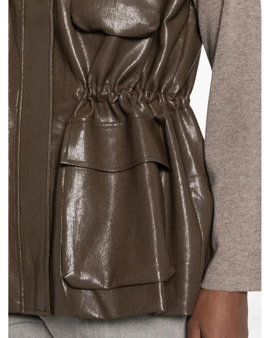 ELEH Brown High-Neck Drawstring Gilet
