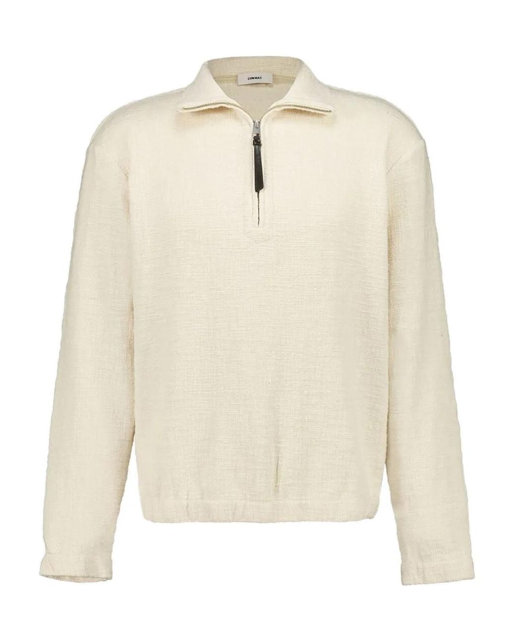 Commas Natural Textured Zip-Neck Pullover for men