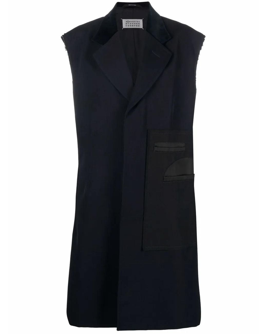 Maison Margiela Blue Sleeveless Raw-Cut Coat