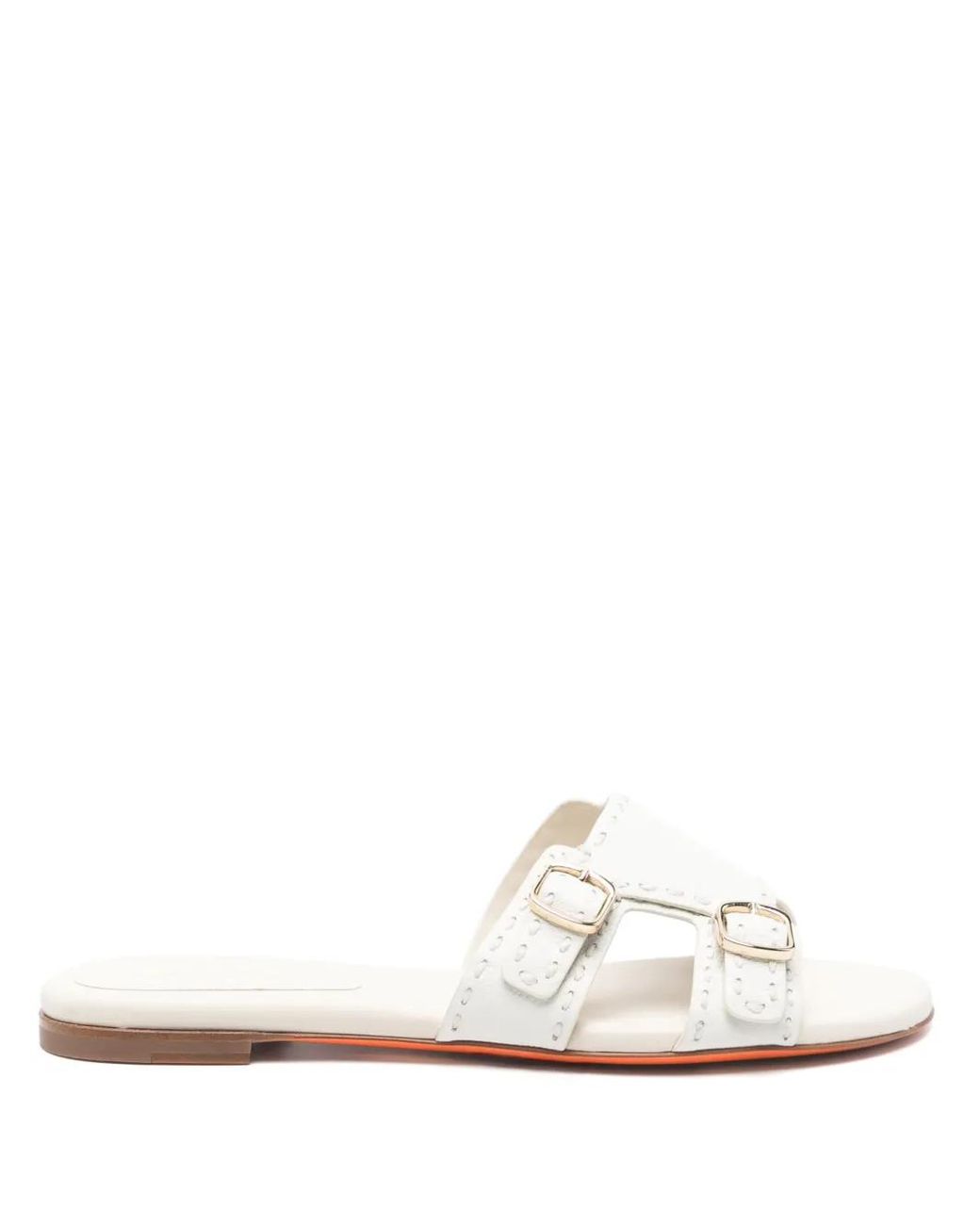 Santoni White Flache Sandalen