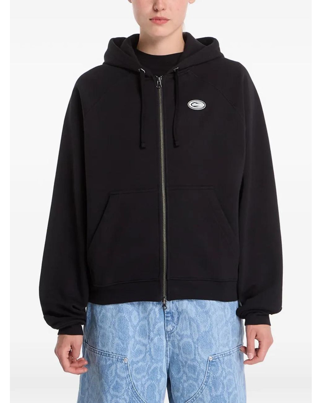 Dime Black Marathon Logo-Patch Hoodie