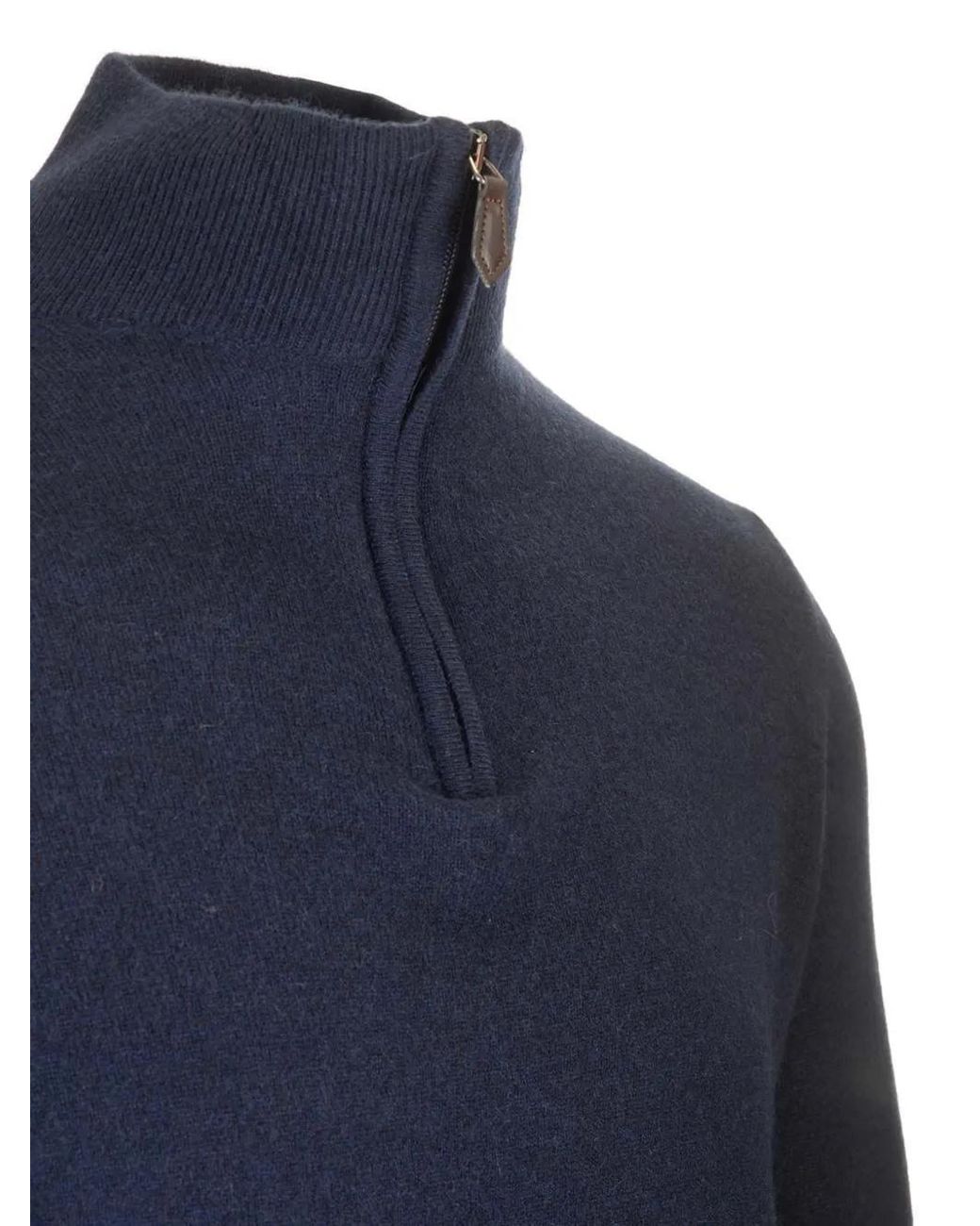Al Duca D'aosta Blue Zip-Fastening Ribbed-Trim Jumper for men