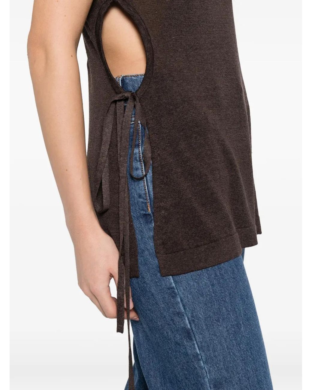 P.A.R.O.S.H. Black Side-Ties Knitted Vest