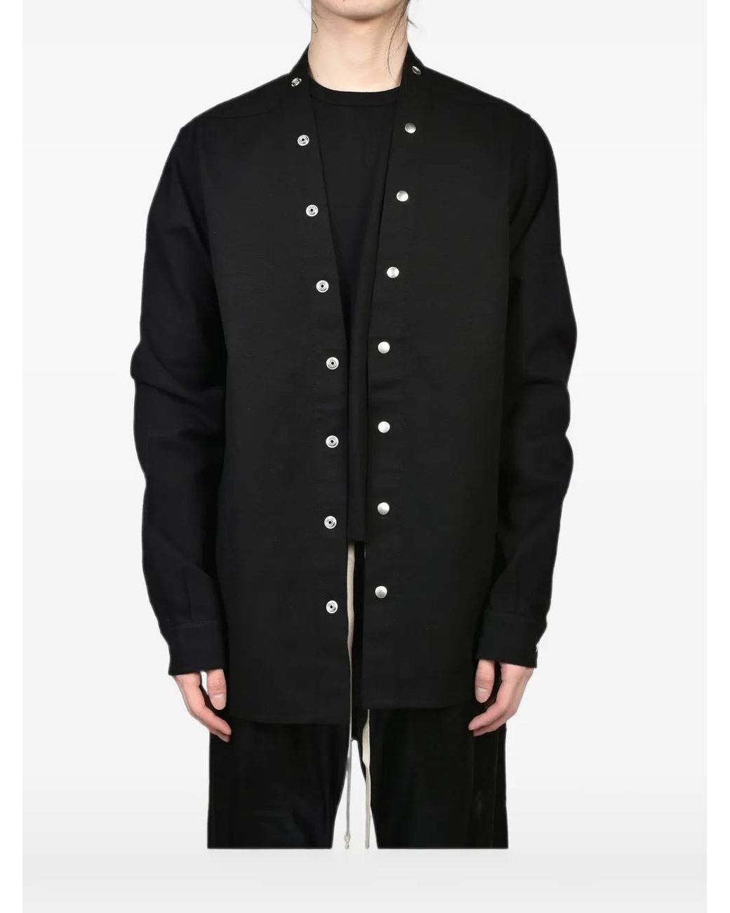 Rick Owens Black Larry V-Neck Shirt for men