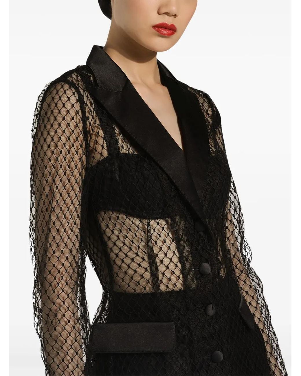 Dolce & Gabbana Black Single-Breasted Mesh Dolce Tuxedo Jacket
