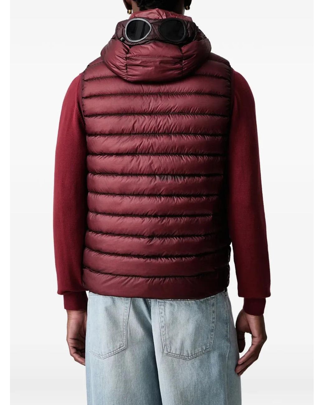 C P Company Red Gilet Matelassé Goggle for men