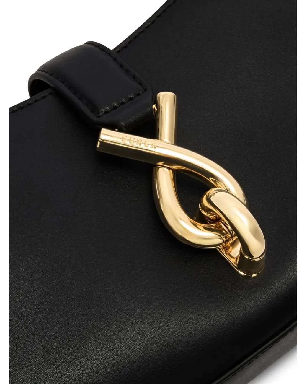 Furla Black Small Mianova Leather Shoulder Bag